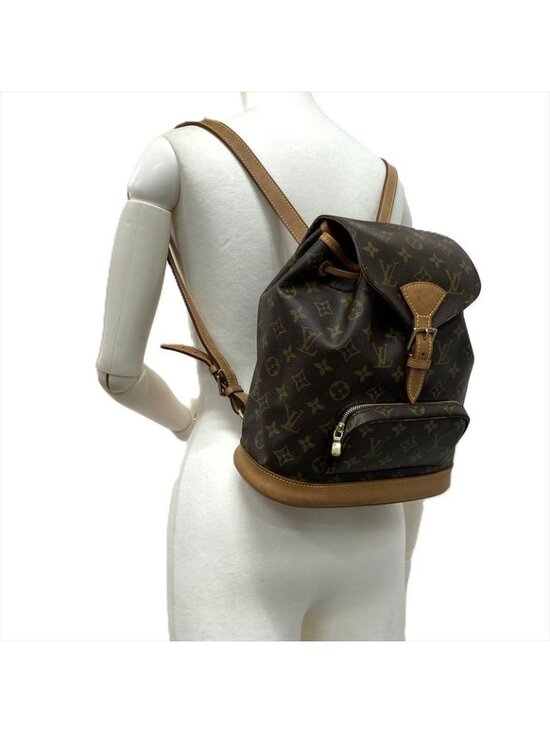 Louis Vuitton Montsouris MM Backpack Monogram Canvas Brown Gold Hardware